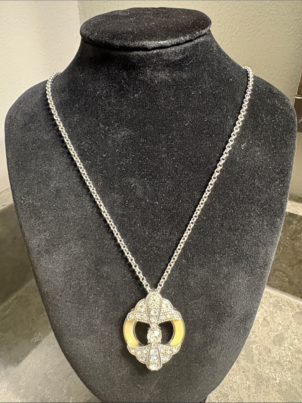 Lia Sophia Silver-Tone Necklace with Yellow and Clear Accents